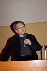 １００人フォーラムで基調講演する弘前大学の北原教授