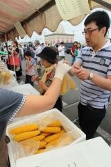 ゆでたてのとうもろこしが飛ぶように売れたスイートコーン祭り