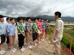 岩手県山田町などを訪れて東日本大震災の被災状況や復興の現状を学んだ池田高校吹奏楽部の部員たち