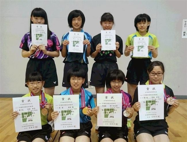 【写真】上士幌男子、札内東女子V 全十勝夏季中体連卓球