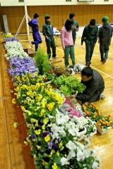 手作りの花で中学卒業式彩る　中札内高等養護