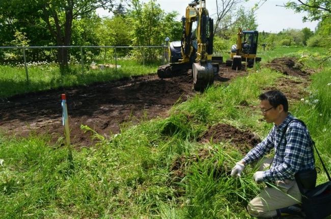 表土剥ぎ取り外来植物抑制　帯広の森でエゾリスの会実証実験