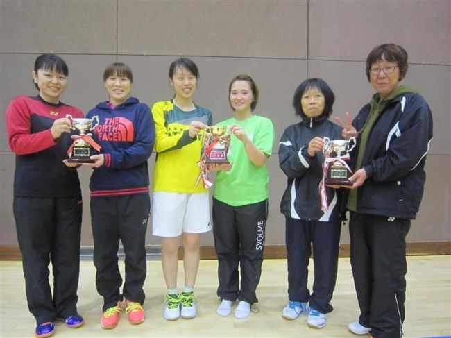 【写真】細田・境田組、境田・大井組Vフクハラ杯バドミントン