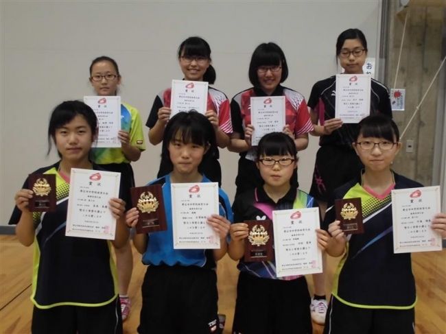 【写真】男子は佐久間、女子は石賀優勝　市中体連春季卓球