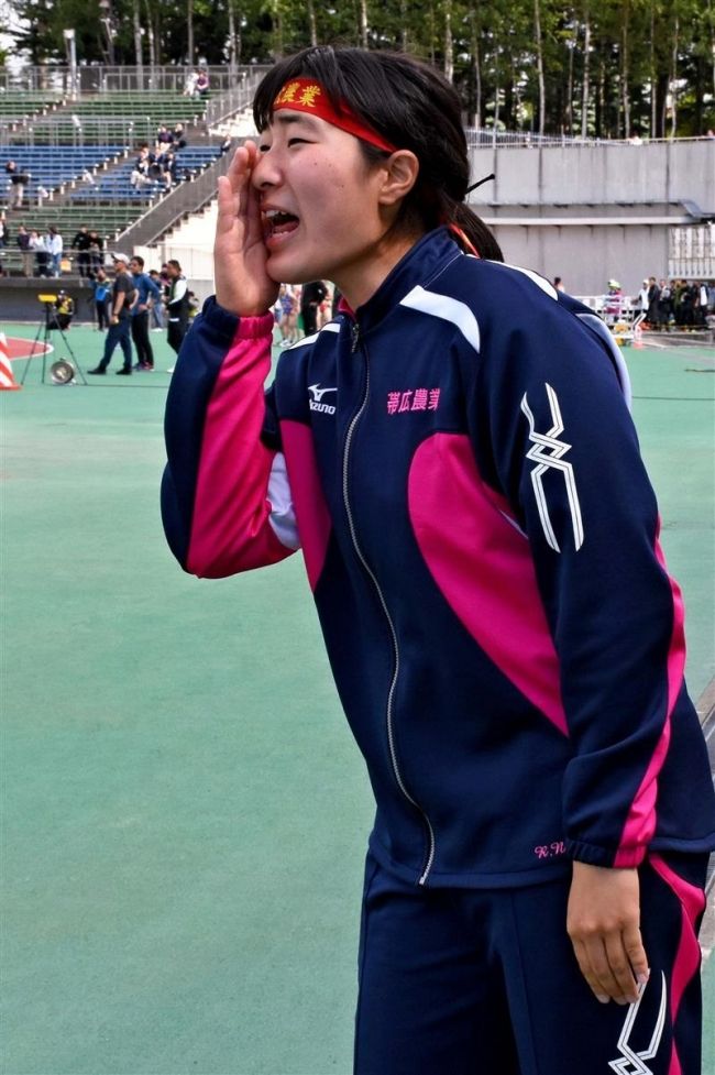 【写真】帯農砲丸投表彰台独占 白樺三段跳ワンツー 道高体連陸上