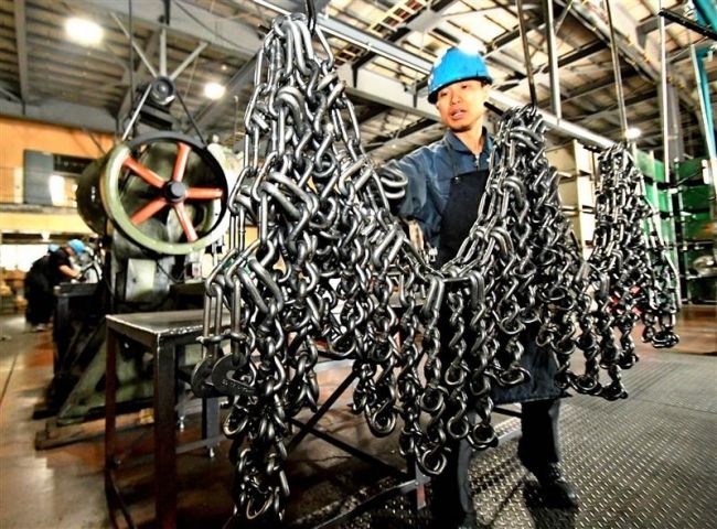 【写真】タイヤチェーン製造ピーク 北海道製鎖
