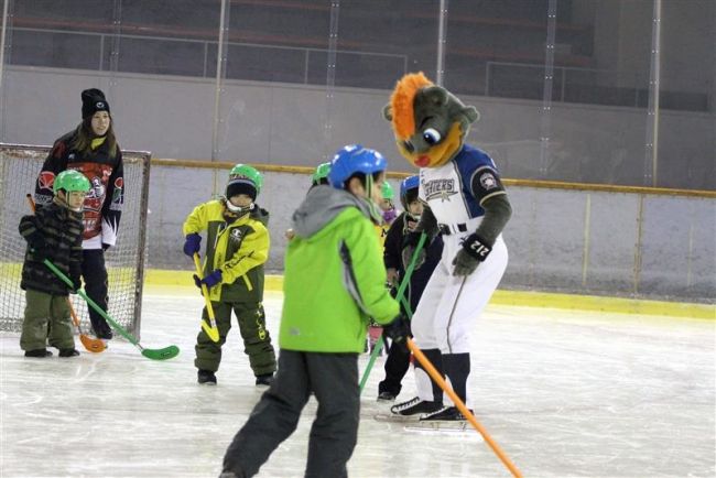 【写真】ちびっこ40人アイスホッケー楽しむ 帯広クレインズレディースイベント