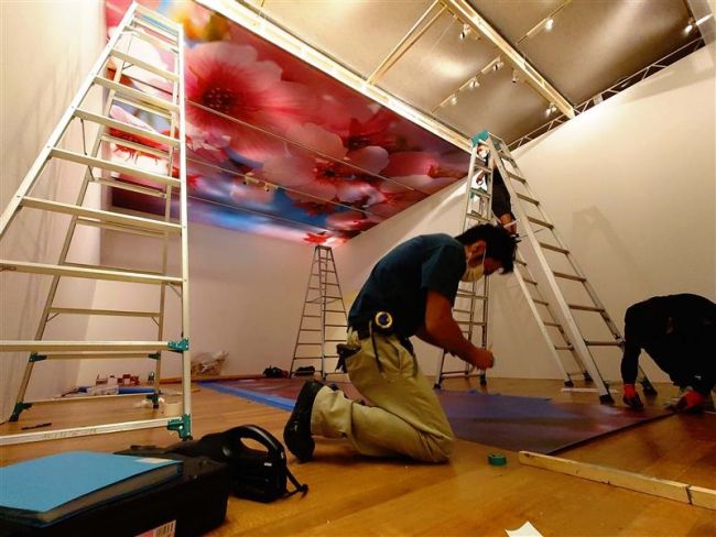 【写真】19日開幕へ展示作業本格化 道立帯広美術館で蜷川実花展