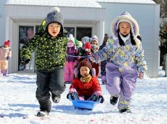 園児ら雪中レクに夢中　音更