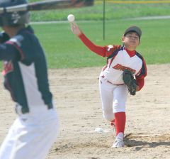 【決勝・豊成―啓西・広陽】３回を１安打無失点と好投した豊成先発の中寺奏翔