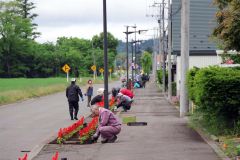 たうん　植樹升に花植　鹿追 2