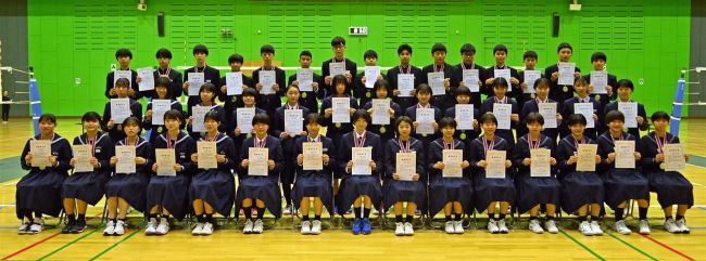帯広バレーボール協会、中学３年生の優秀選手４４人を表彰
