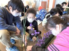 児童が生け花に挑戦　中札内上札内小