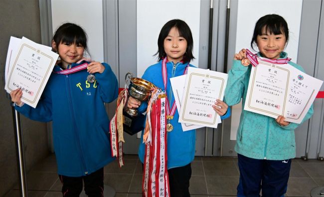 【写真】4年男子の黒坂大会新 全十勝児童スケート選手権
