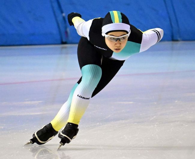 【写真】4年男子の黒坂大会新 全十勝児童スケート選手権