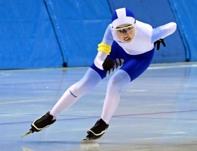 【写真】山本（大樹）女子１０００メートル１分２５秒５０大会新　スピードスケート全十勝小学校選手権大会
