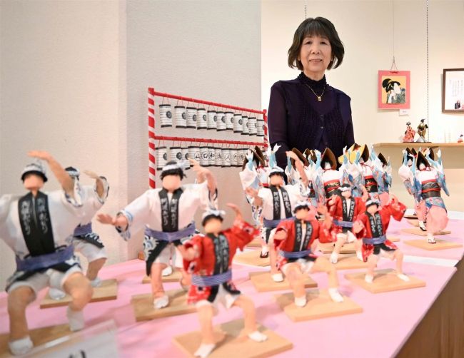 ご当地の文化　和紙人形で表現　阿波おどりも　１５日まで展示会