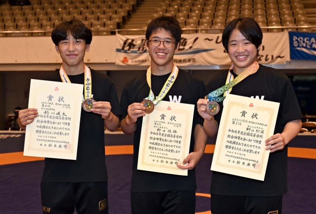 帯北高躍進銅メダル３人快挙、インターハイレスリング