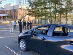 衝突被害軽減ブレーキの体験や自動駐車システムの見学などした安全運転サポート車講習会