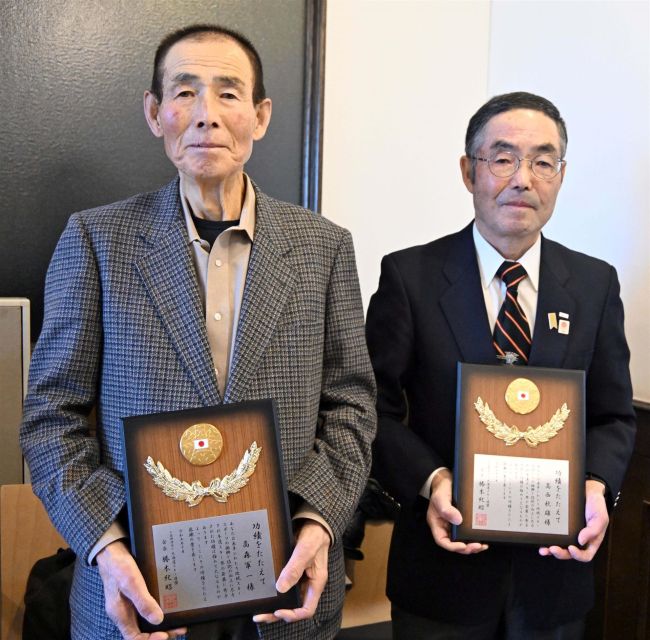 道スキー連盟功労表彰に高森さん高西さん