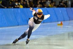 【スプリント女子５００メートル２回目】３７秒９５のタイムで優勝した高木美帆（金野和彦撮影）