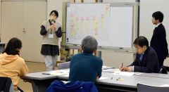 まとめを発表するグループの代表者