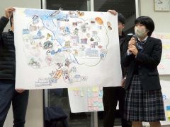 町のビジョンをハルニレの木に見立てて説明する参加者
