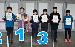 男子総合の上位入賞者。左から２人目が優勝した川村莞太