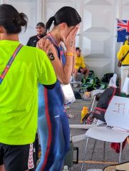 悲願の五輪出場を決めて感涙する蝦名愛梨（選手提供）