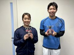 男澤康介・北浦舞組Ｖ、テニス全十勝室内混複選手権