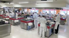 調理技術を披露する生徒たち