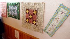 展示されているパッチワーク作品