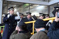 ファンファーレの生演奏などを行った陸上自衛隊第５音楽隊