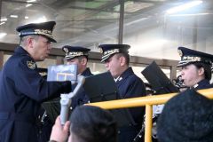 ファンファーレの生演奏などを行った陸上自衛隊第５音楽隊