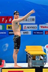 スタート前に集中力を高める坂田怜央（金野和彦撮影）