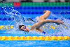 【女子８００メートル自由形決勝】競泳でも実力を発揮し、粘りの泳ぎで４位に入った蝦名愛梨（金野和彦撮影）