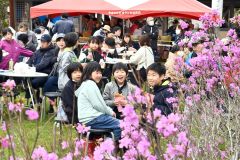 ツツジの花が咲く中、多くの人でにぎわった会場（昨年４月３０日）