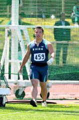 【高校男子ハンマー投げ】５６メートル０６を投げ、北海道高校新記録をマークした方川寛翔（幕別清陵）＝金野和彦撮影