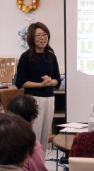 介護予防における口腔（こうくう）機能の重要性を訴える柴田さん