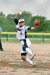 帯大谷の先発・手塚仁菜投手（金野和彦撮影）
