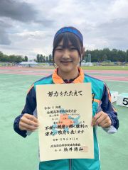 女子やり投げで５位だった幕別清陵の久田心美