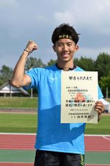 男子２００メートルで３位の石田正龍（旭川志峯２年－浦幌中出）