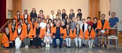 年１回の講習会に参加した音更音頭保存会の会員ら。前列右から４人目が岡田会長、同５人目が前川指導部長