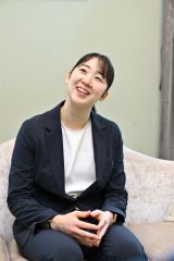 本紙のインタビューで、五輪への思いを語る永原和可那選手（金野和彦撮影）