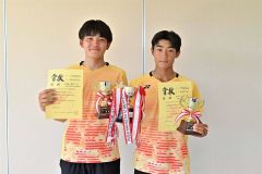 男子で優勝した帯農の（右から）古川琉慎と小森佑宇のペア