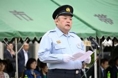 訓示する帯広市消防団の宮坂寿文団長