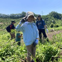 第一生命の森で植樹に取り組んだ参加者たち