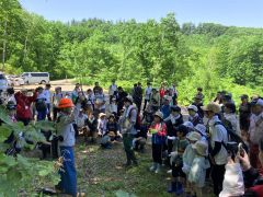 第一生命の森で植樹に取り組んだ参加者たち