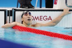 男子２００メートル自由形決勝を終えた松元克央＝２９日、パリ（時事）