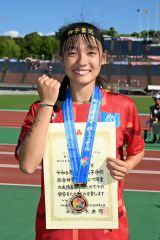 山崎心愛（共栄中出）女子１００メートル２年連続３位、インターハイ陸上第２日